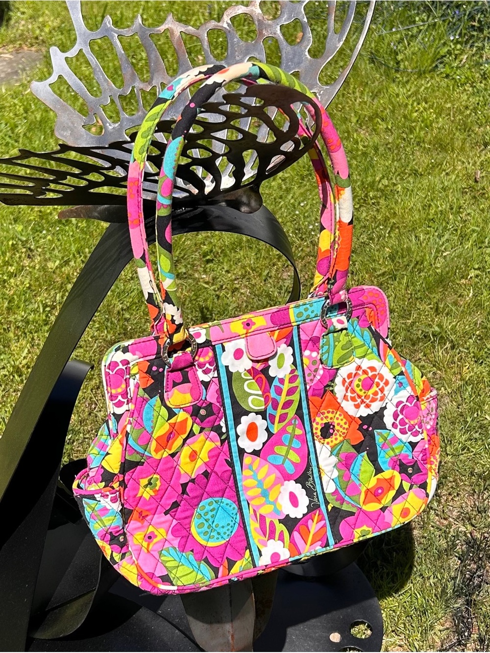 VERA BRADLEY. VaVa Bloom Quilted Framed Satchel Shoulder Bag 10x13x4